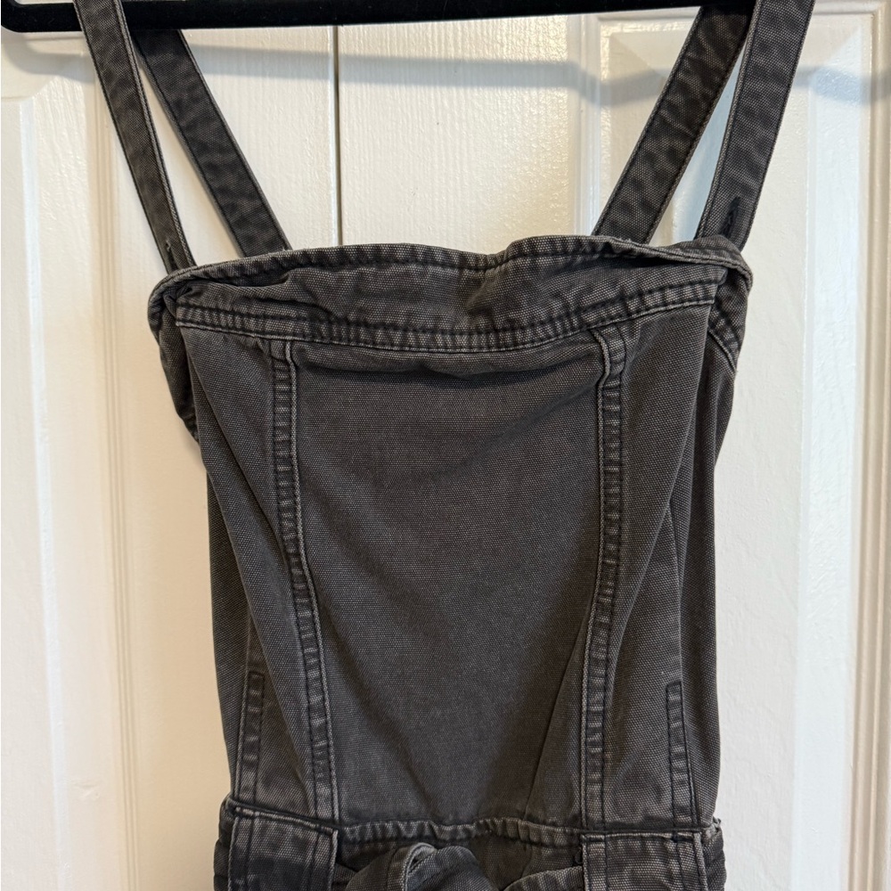 Free People Washed Charcoal Cargo Overalls - Picture 5 of 11